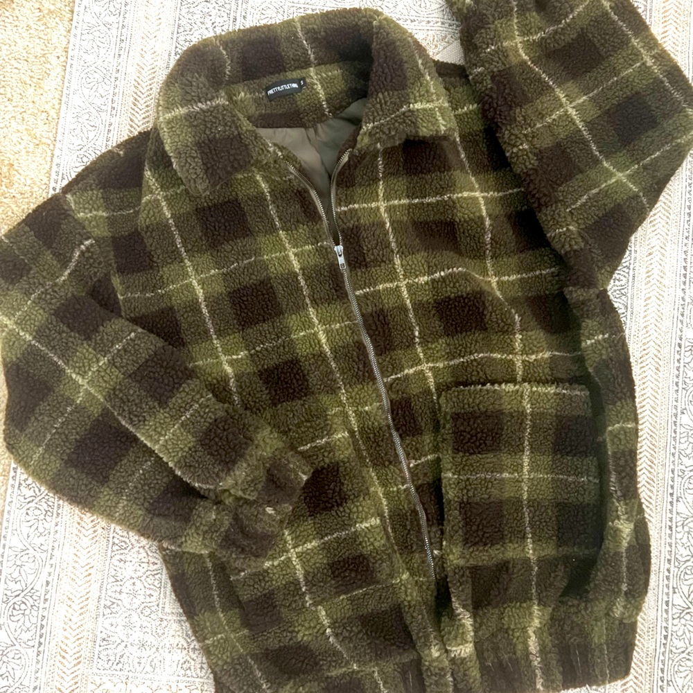 Fleece Zip Up - Plaid by Pretty Lithe Thing